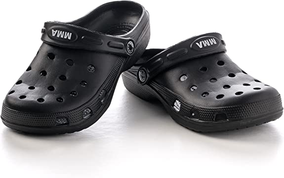 UAEJJ MMA Crocs Slipper | Lightweight Classic Clogs | Sandals with Adjustable Back Strap | Casual Shoes(BLACK)