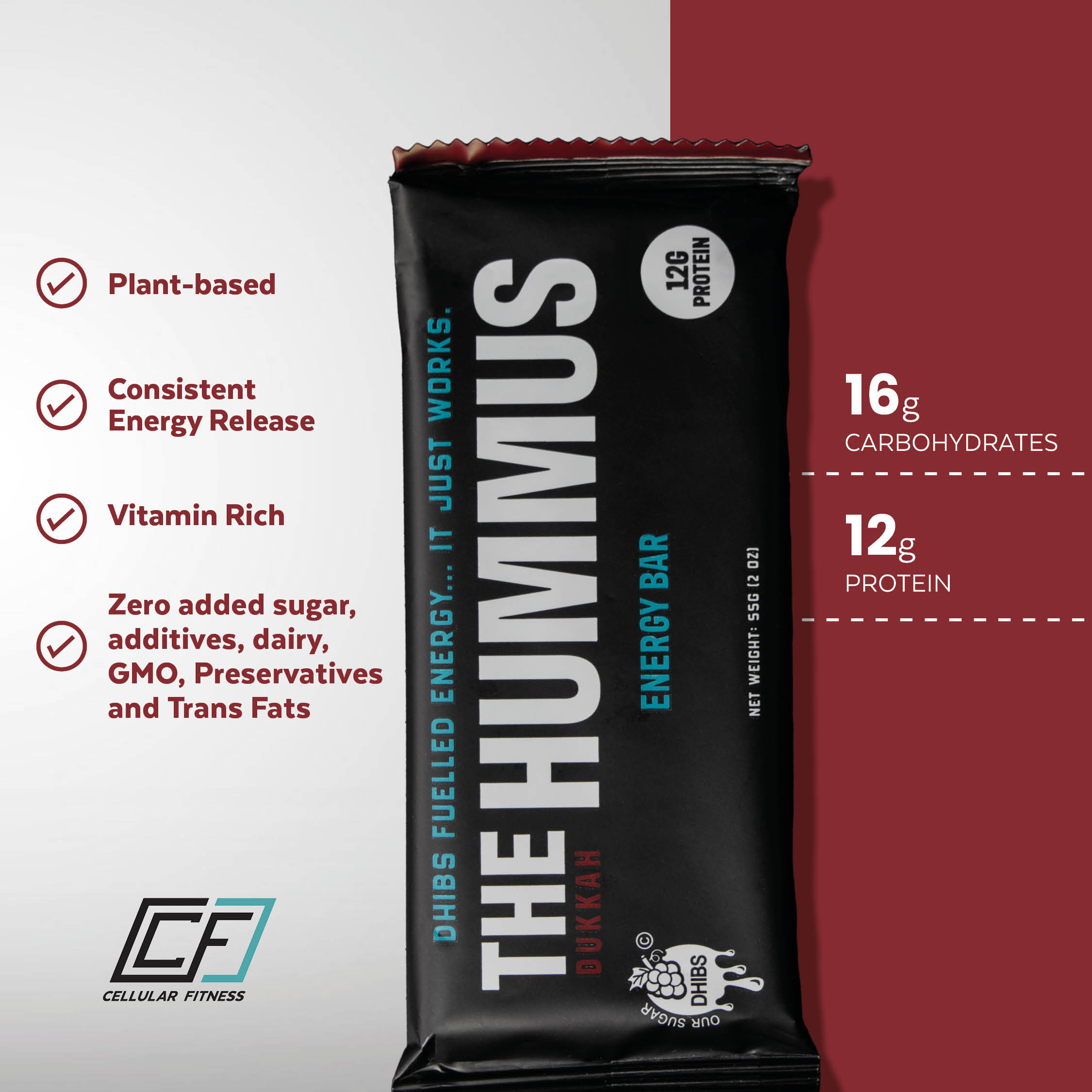 The Hummus Energy Bar (DUKKAH) 12G PROTEIN  ( 12 X 55Gm)