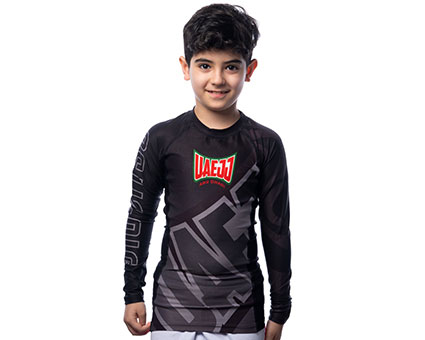 UAEJJ Kids Rash Guard Long Sleeve (LS1 BLACK)(Rgfalcnyutlsbg)