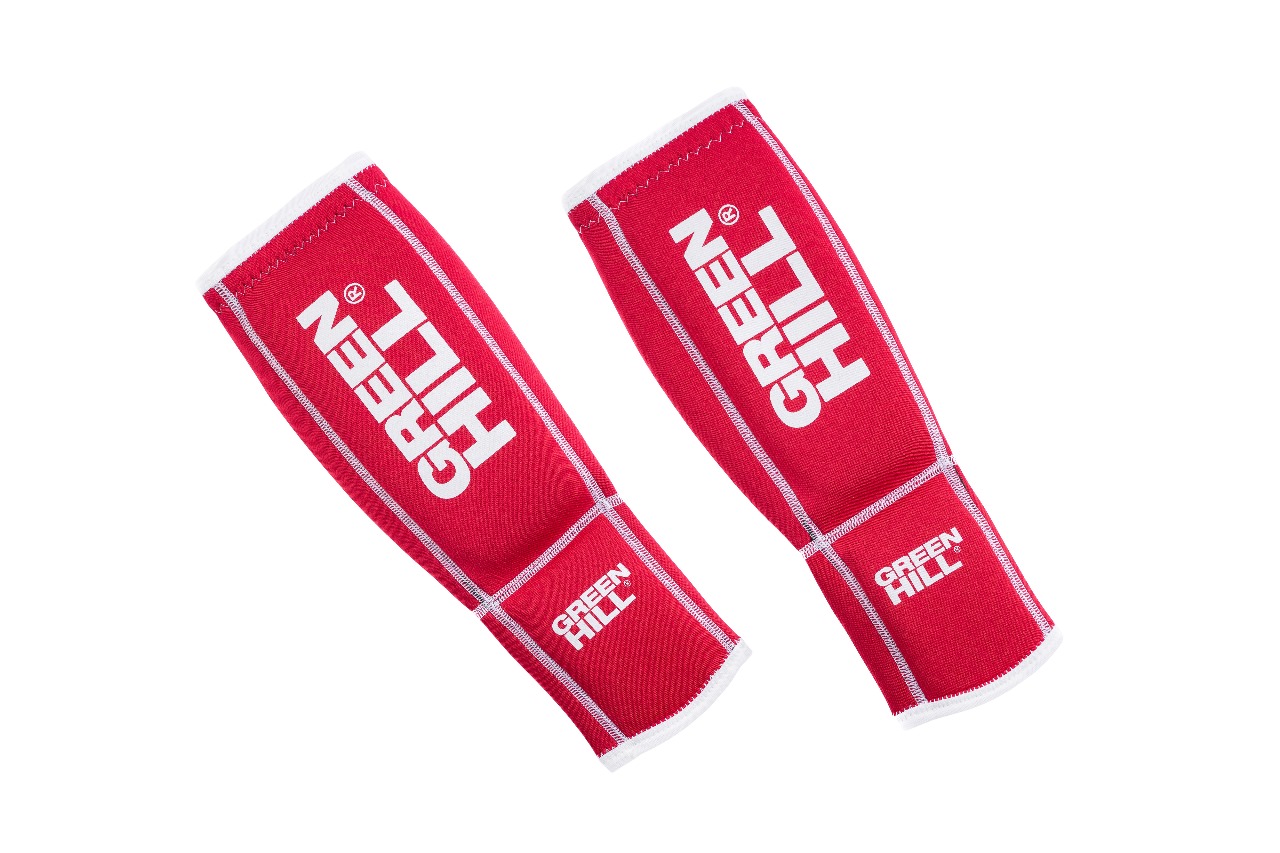UAEJJ  Green Hill Shin Guards - Premium Red Shin Guards for Martial Arts and Contact Sports