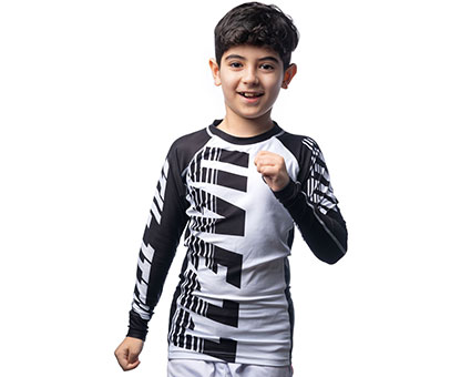 UAEJJ Kids Rash Guard Long Sleeve (LS1 BLACK AND WHITE)