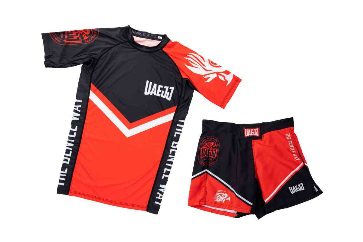 UAEJJ MMA TSHIRT AND SHORT (BLACK & RED)